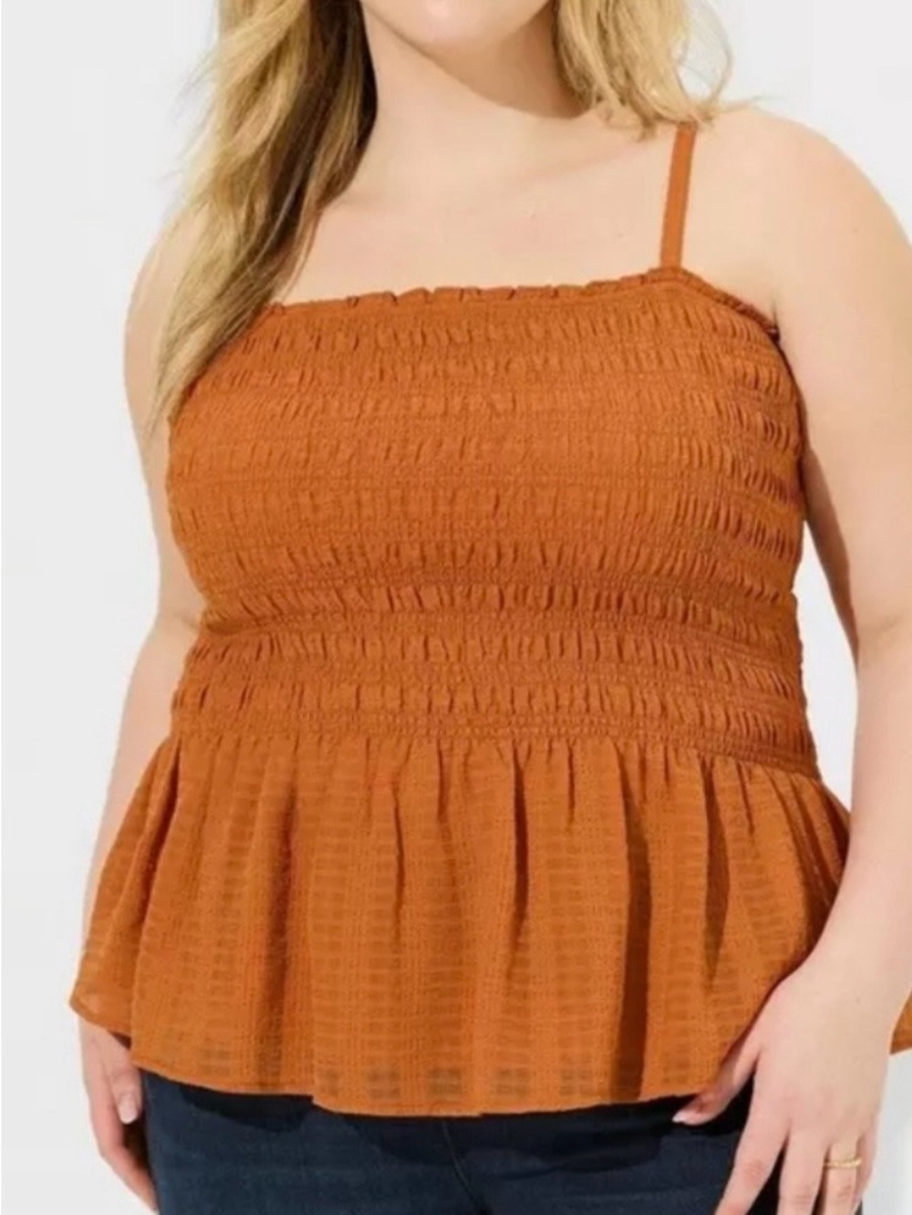 Torrid Smocked Peplum Cami Top - Orange fall lined